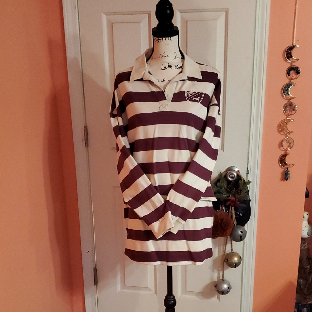 Striped Long Sleeve Rugby Shirt And Skirt By Pink ~ Victorias Secret